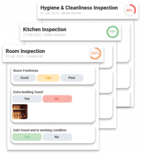 Showing different hospitality inspection reports that can be created with AuditDAT